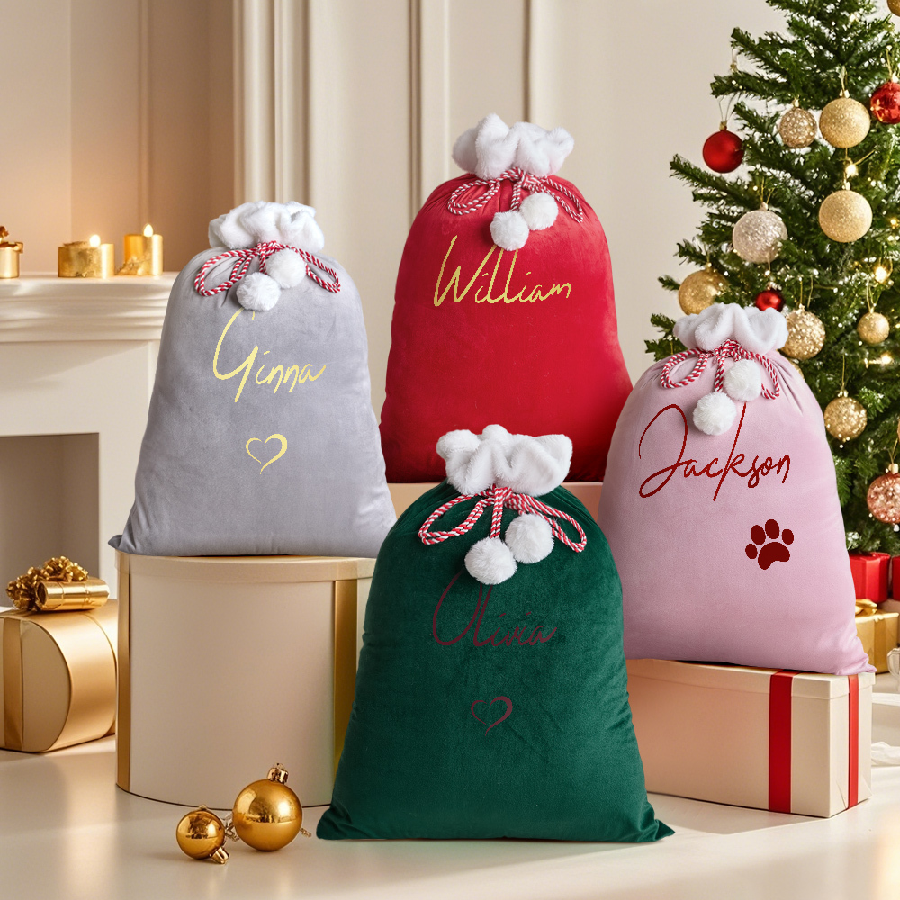 Christmas Santa Sack, Personalised Velvet Santa Sack, Christmas Gift Bag for Kids and Adults and pet, Christmas Gift Bag, Xmas. - MyFaceBoxer