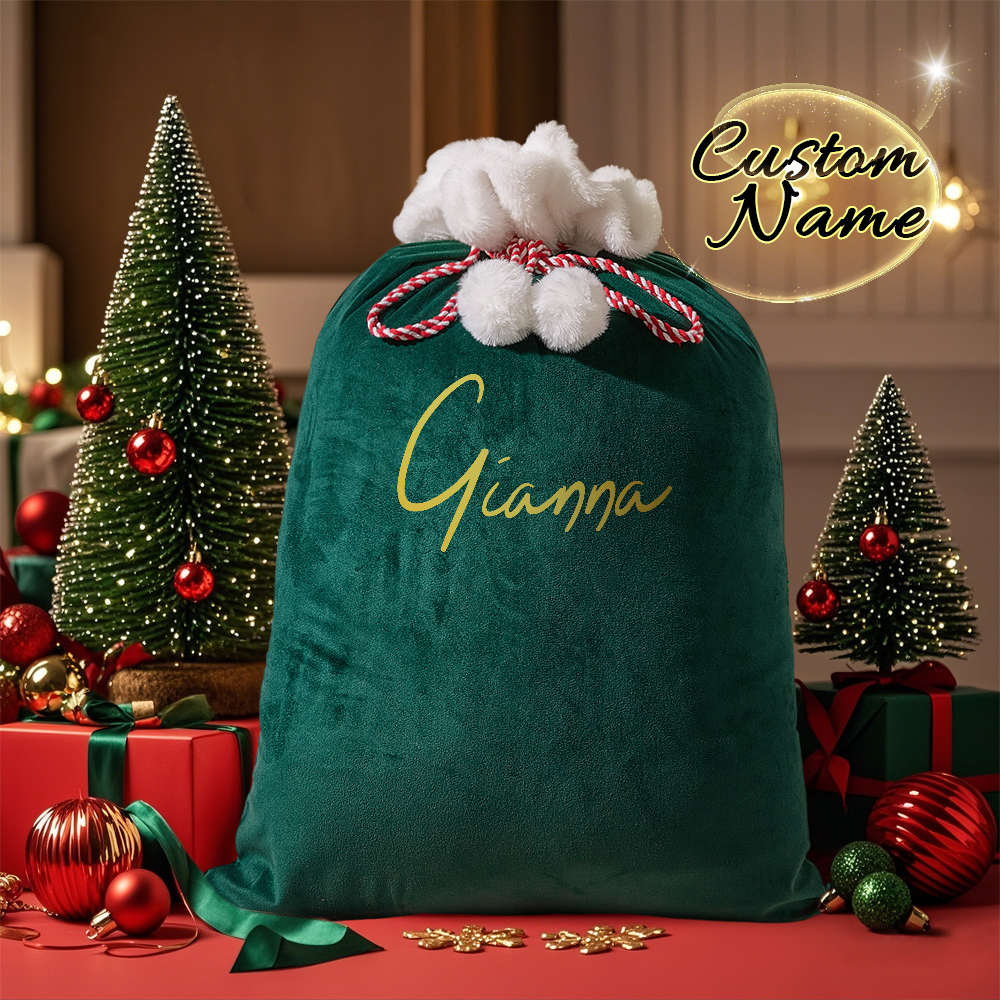 Christmas Santa Sack, Personalised Velvet Santa Sack, Christmas Gift Bag for Kids and Adults and pet, Christmas Gift Bag, Xmas. - MyFaceBoxer