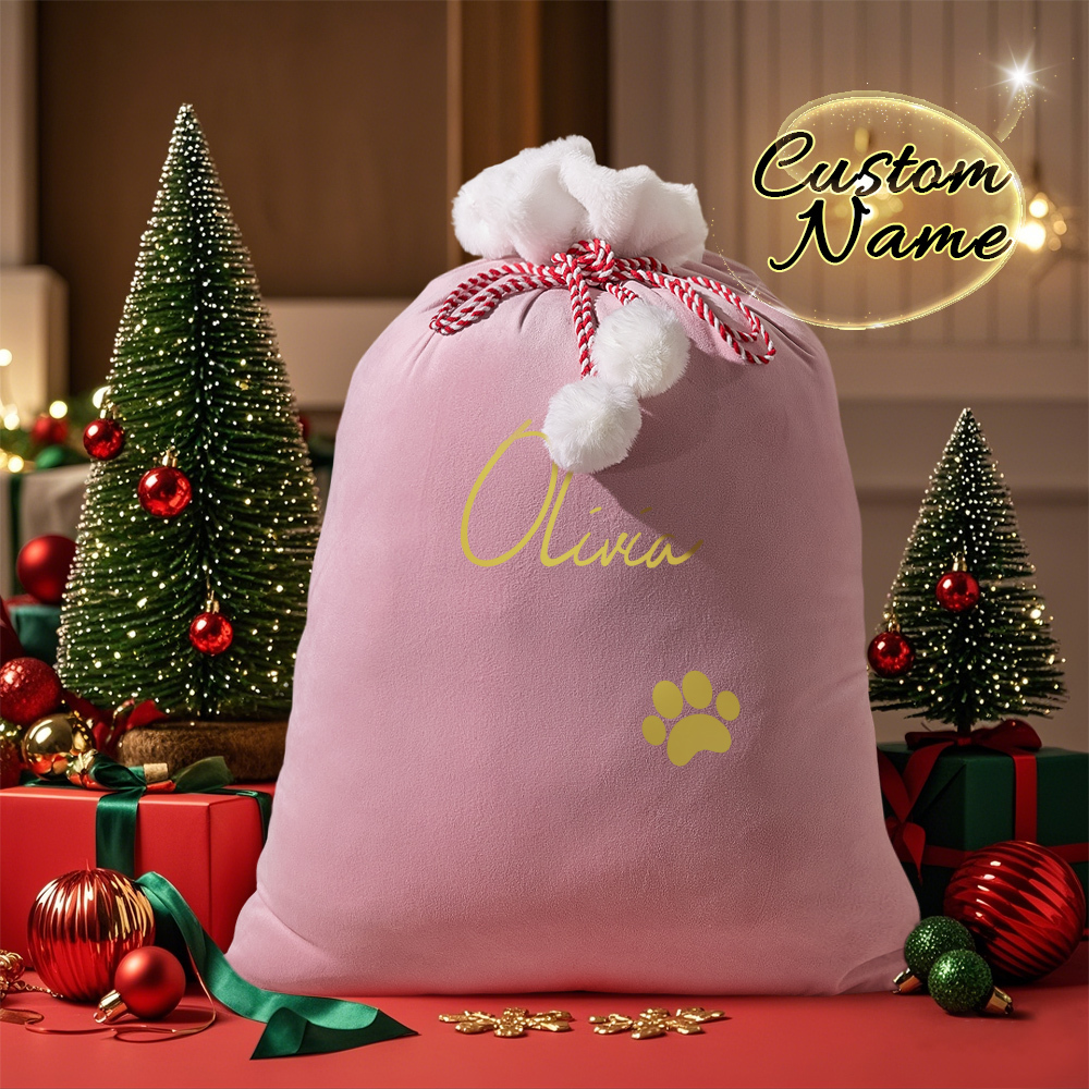 Christmas Santa Sack, Personalised Velvet Santa Sack, Christmas Gift Bag for Kids and Adults and pet, Christmas Gift Bag, Xmas. - MyFaceBoxer
