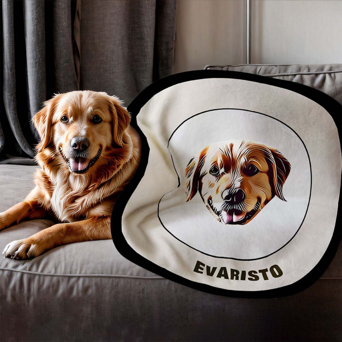 Custom Pet Face Blanket Personalized Round Blanket Gift for Pet Lover - Khaki - MyFaceBoxer