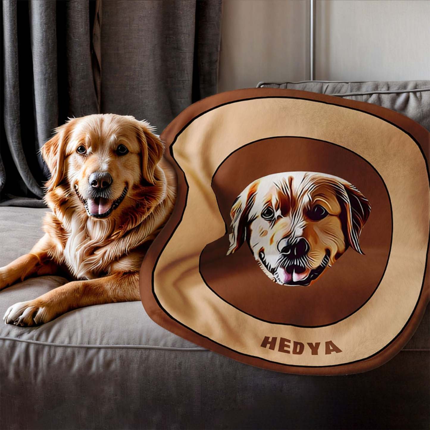 Custom Pet Face Blanket Personalized Round Blanket Gift for Pet Lover - Red & Green - MyFaceBoxer