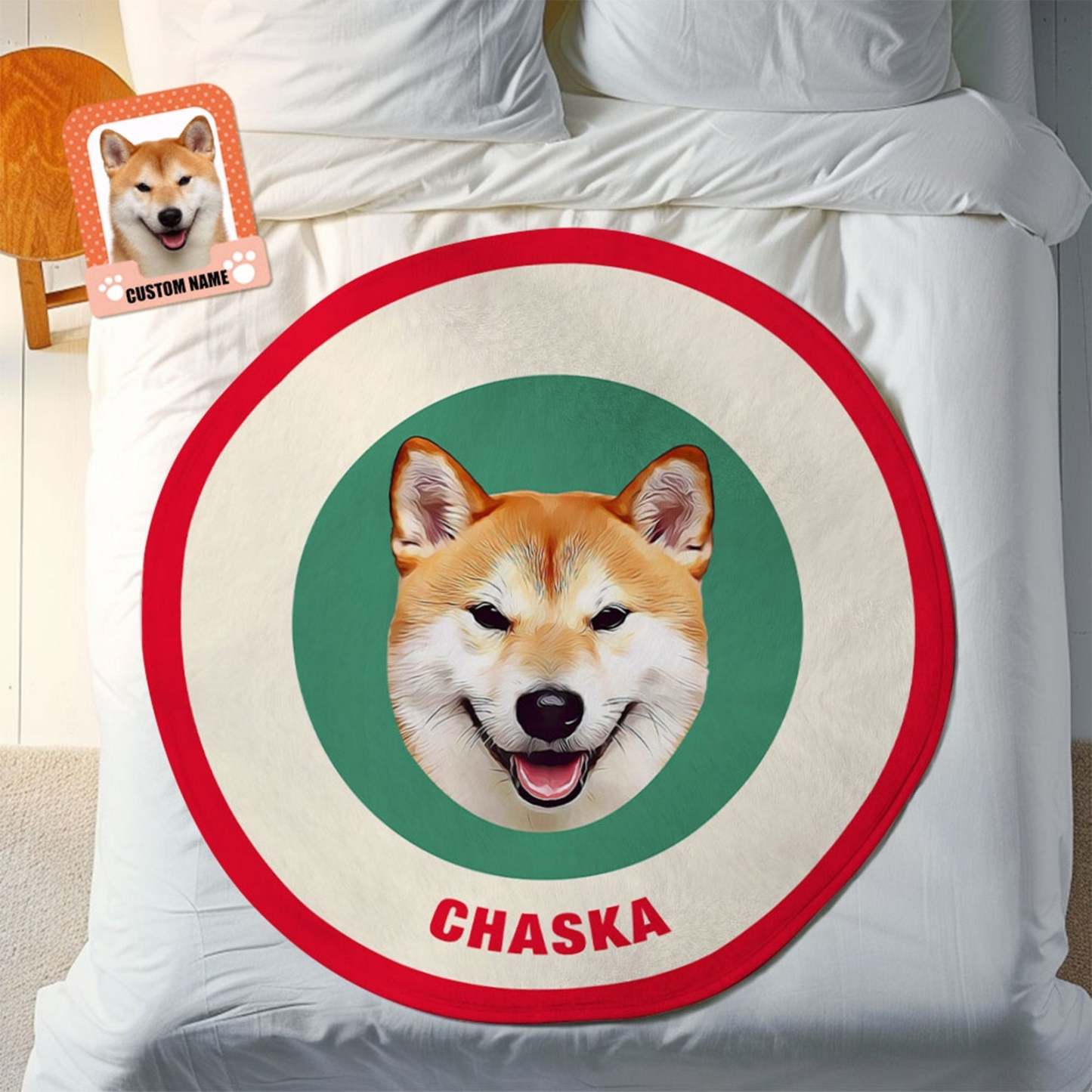 Custom Pet Face Blanket Personalized Round Blanket Gift for Pet Lover - Black & White - MyFaceBoxer