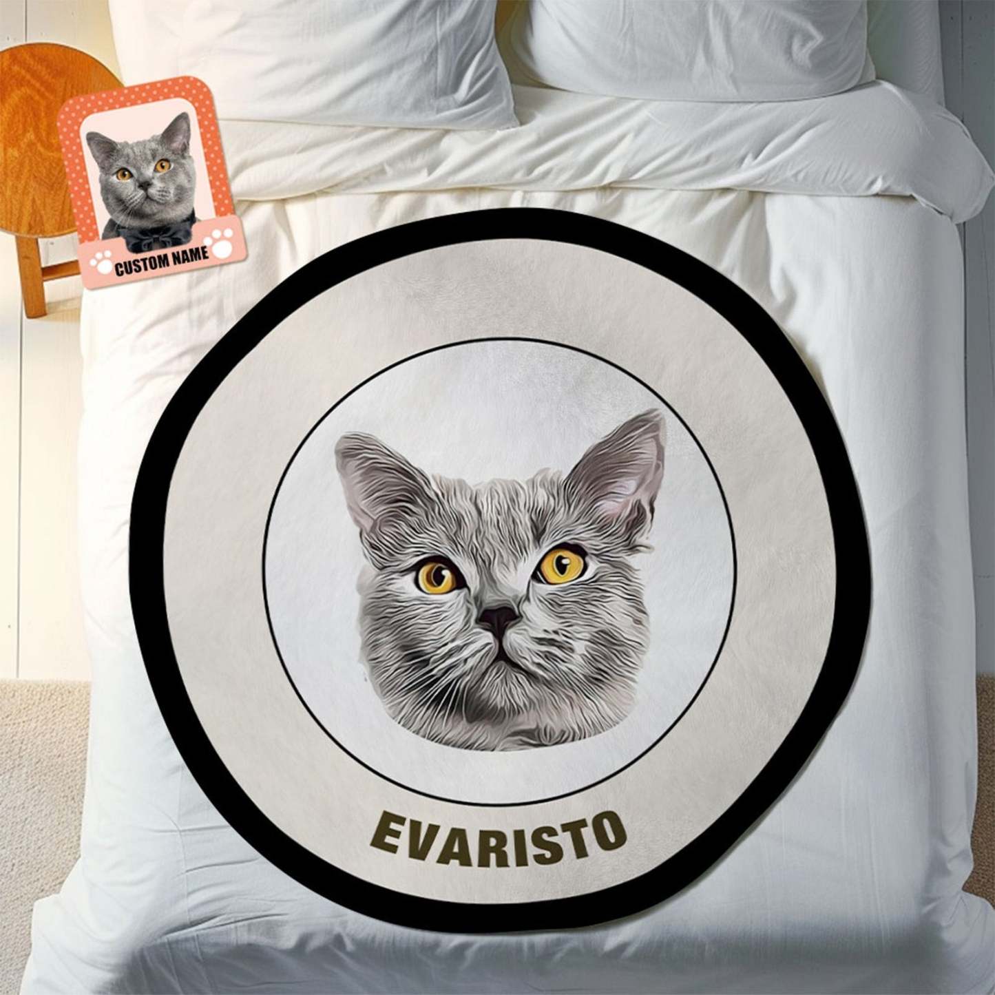 Custom Pet Face Blanket Personalized Round Blanket Gift for Pet Lover - Black & White - MyFaceBoxer