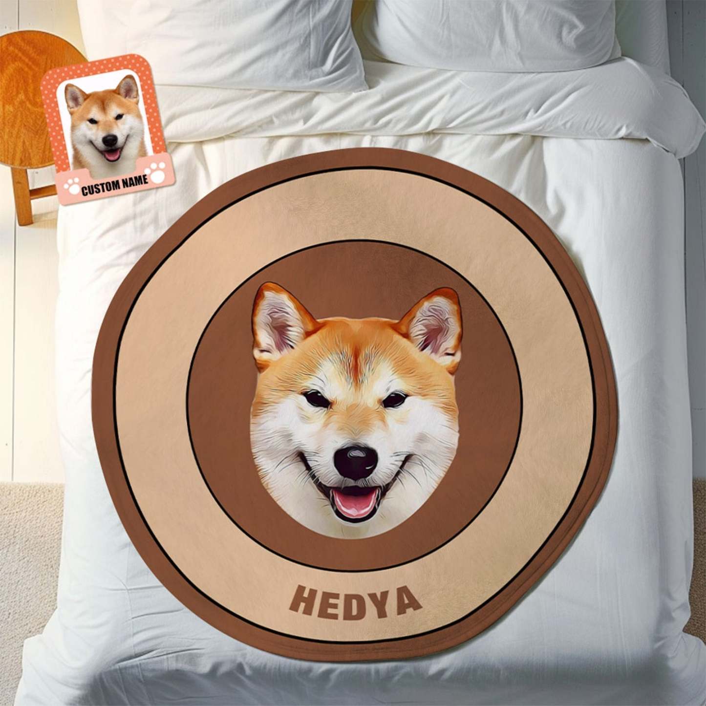 Custom Pet Face Blanket Personalized Round Blanket Gift for Pet Lover - Black & White - MyFaceBoxer