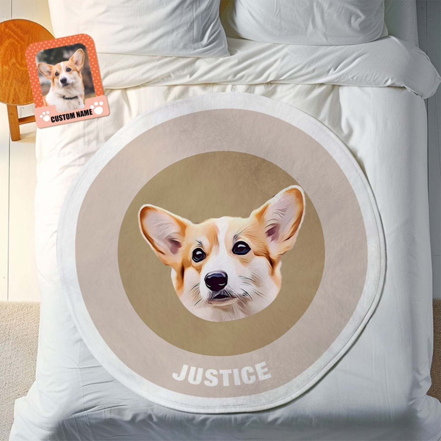 Custom Pet Face Blanket Personalized Round Blanket Gift for Pet Lover - Black & White - MyFaceBoxer