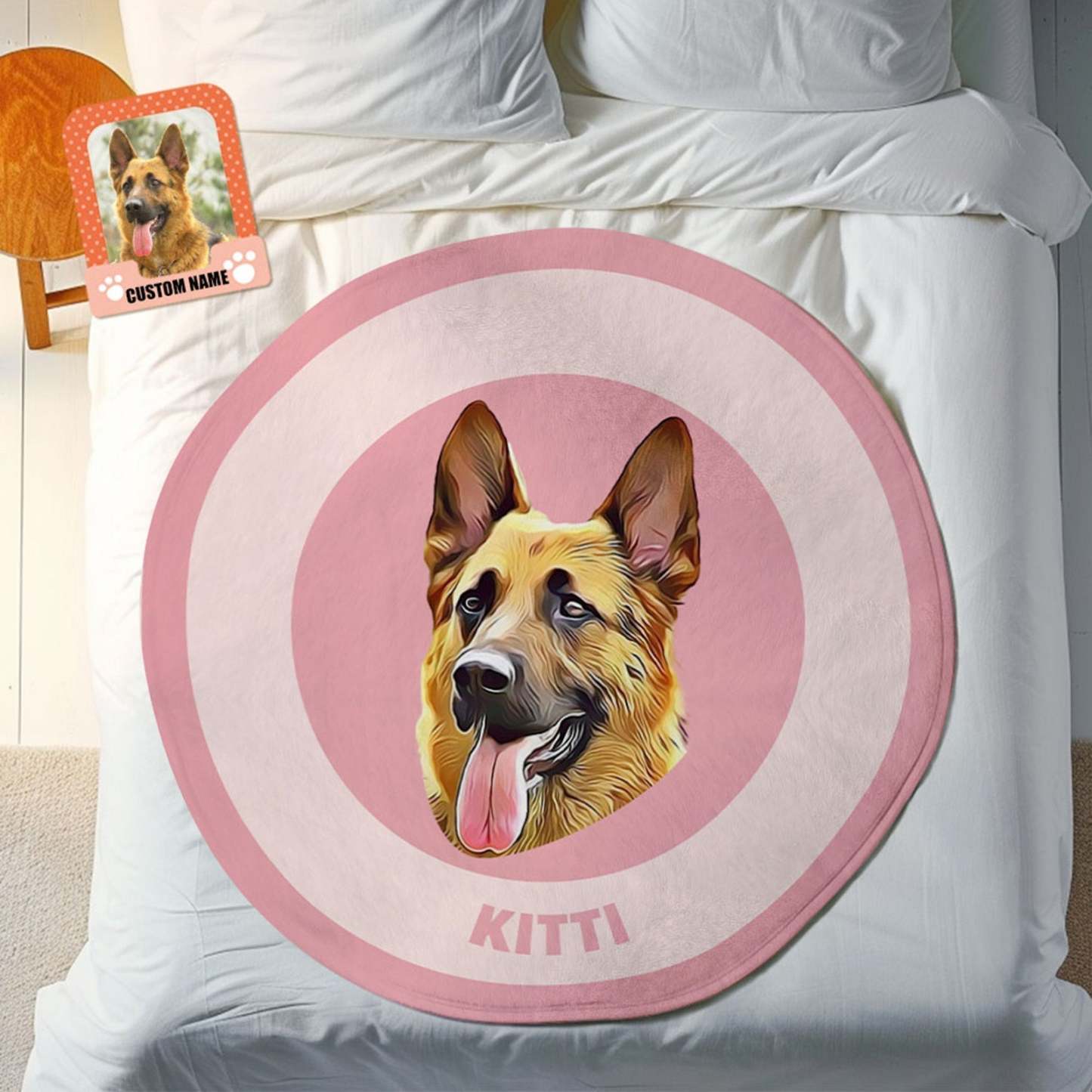 Custom Pet Face Blanket Personalized Round Blanket Gift for Pet Lover - Black & White - MyFaceBoxer