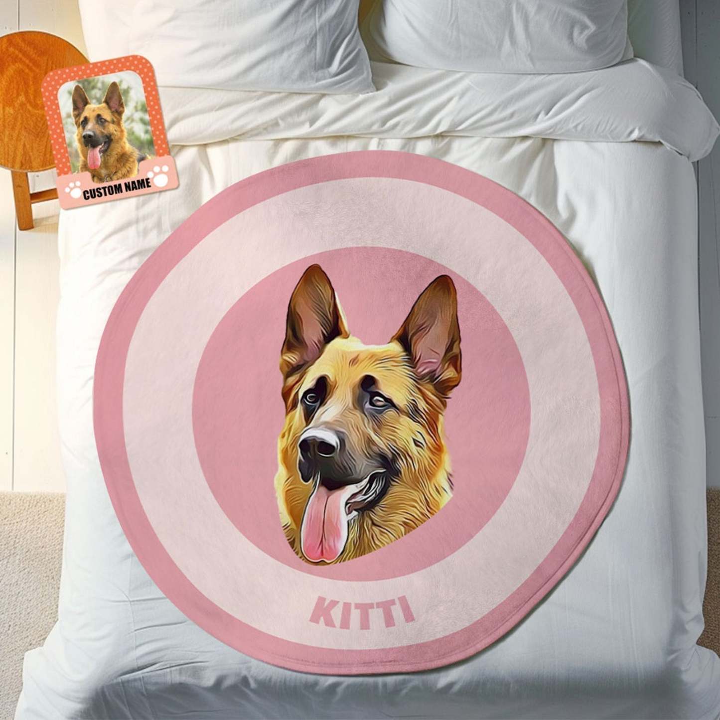 Custom Pet Face Blanket Personalized Round Blanket Gift for Pet Lover - Khaki - MyFaceBoxer
