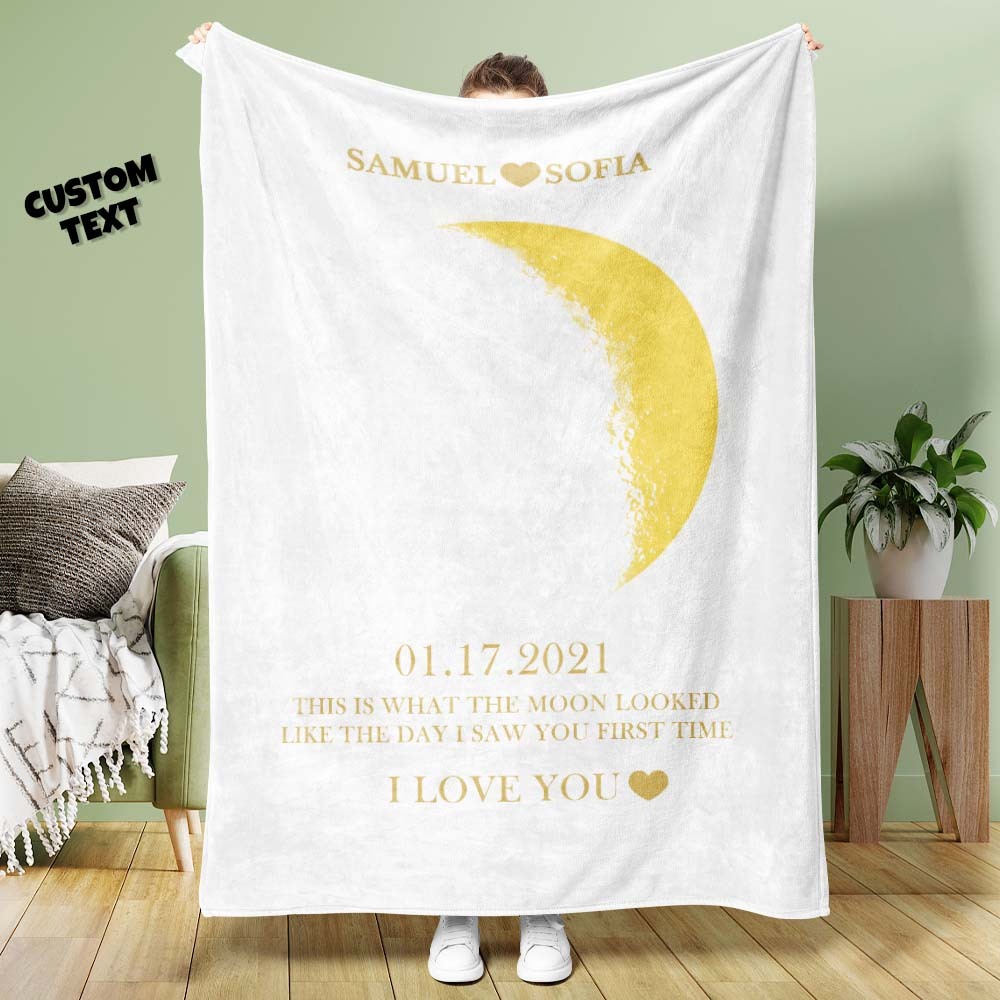 Custom Moon Phase Blanket Personalized Names Multistyle Background Blanket Birthday Gift - MyFaceBoxer
