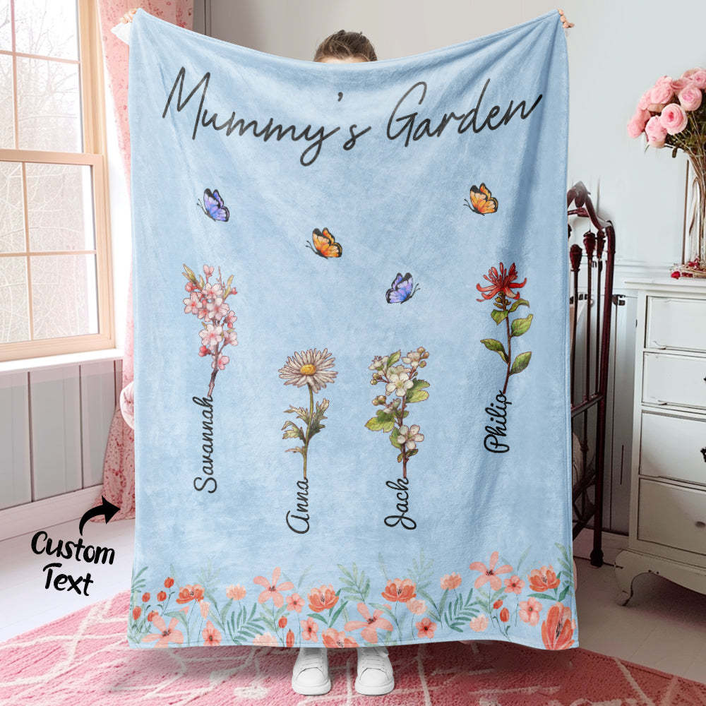 Personalized Grandma Mommy Garden Blanket Custom Birth Month Flower Blanket Warm Gift For Mom - MyFaceBoxer