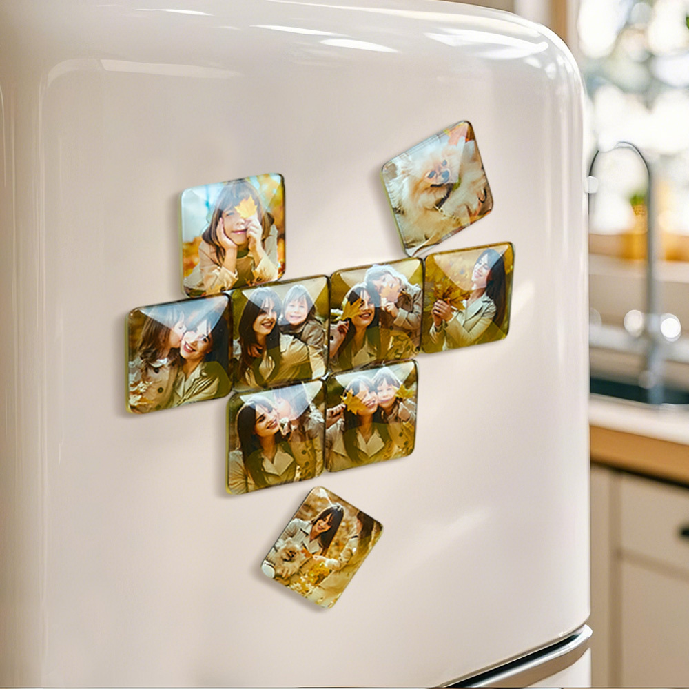 Custom Photo Fridge Magnetic Personalized Square Glass Refrigerator Magnet Home Decor Gift Idea - MusicFridgeMagnets