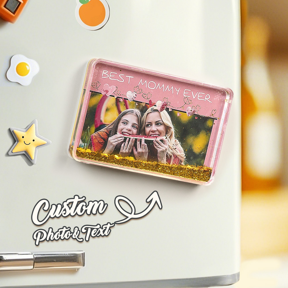 Custom Quicksand Fridge Magnet Personalized Photo Refrigerator Magnet Home Decoration Best Mommy Ever