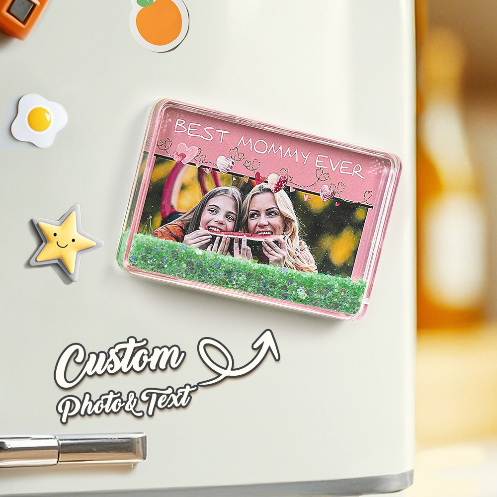 Custom Quicksand Fridge Magnet Personalized Photo Refrigerator Magnet Home Decoration Best Mommy Ever