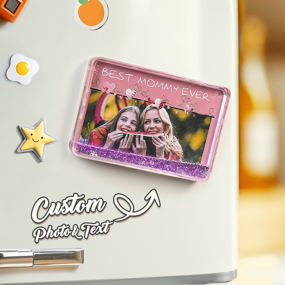 Custom Quicksand Fridge Magnet Personalized Photo Refrigerator Magnet Home Decoration Best Mommy Ever