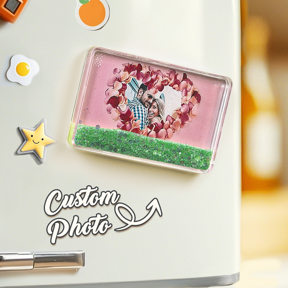 Custom Quicksand Fridge Magnet Personalized Photo Refrigerator Magnet Home Decoration for Lover
