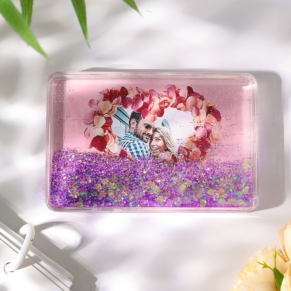 Custom Quicksand Fridge Magnet Personalized Photo Refrigerator Magnet Home Decoration for Lover