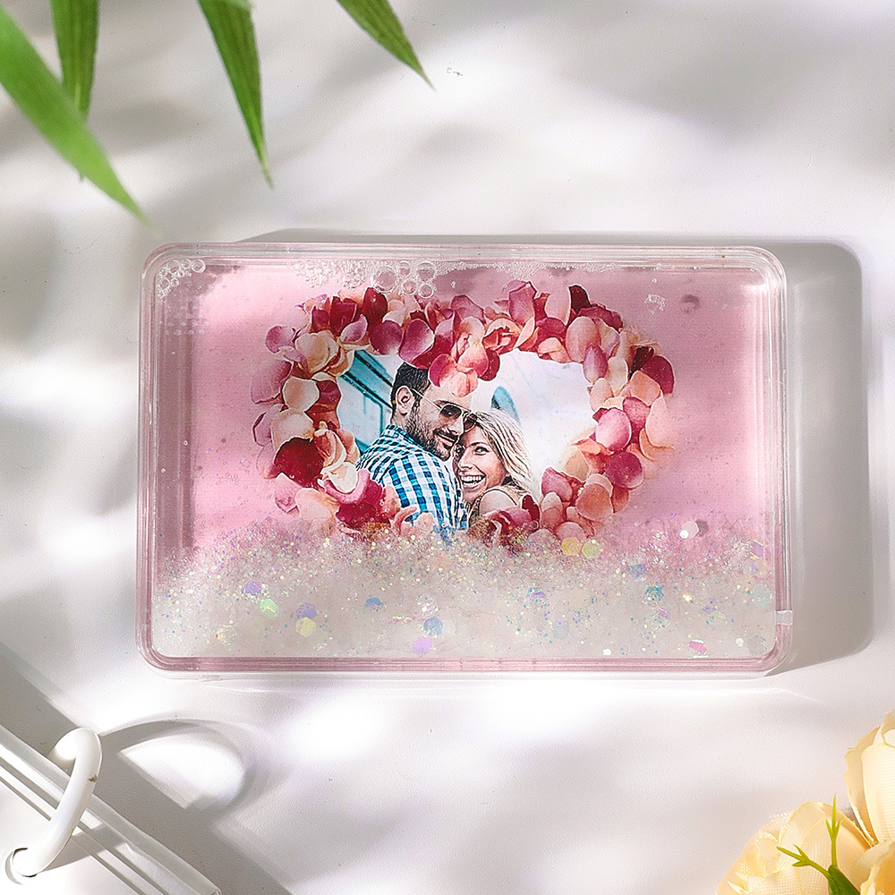 Custom Quicksand Fridge Magnet Personalized Photo Refrigerator Magnet Home Decoration for Lover