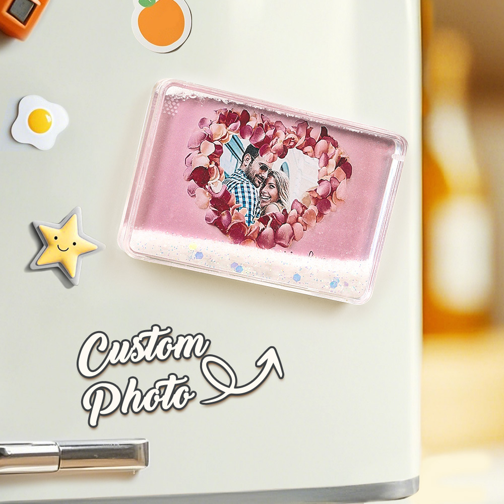 Custom Quicksand Fridge Magnet Personalized Photo Refrigerator Magnet Home Decoration for Lover