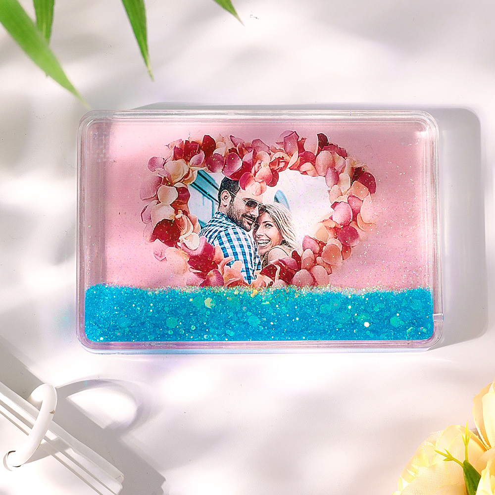 Custom Quicksand Fridge Magnet Personalized Photo Refrigerator Magnet Home Decoration for Lover