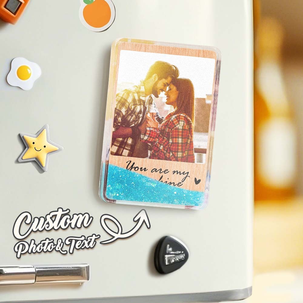 Custom Quicksand Fridge Magnet Personalized Photo Refrigerator Magnet Home Decoration Gift for Lover