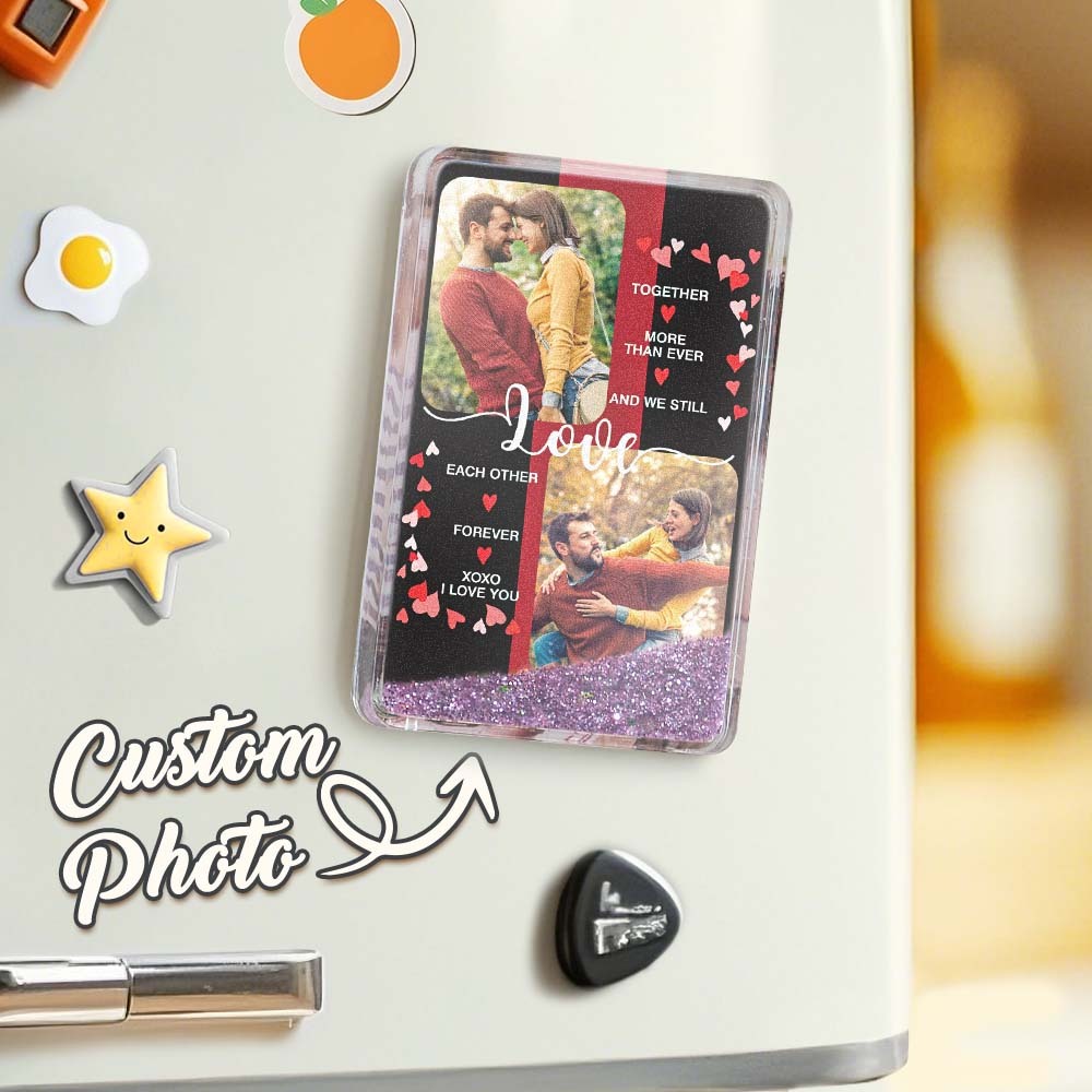 Custom Quicksand Fridge Magnet Personalized Photo Refrigerator Magnet Home Decoration Anniversary Gift for Wife