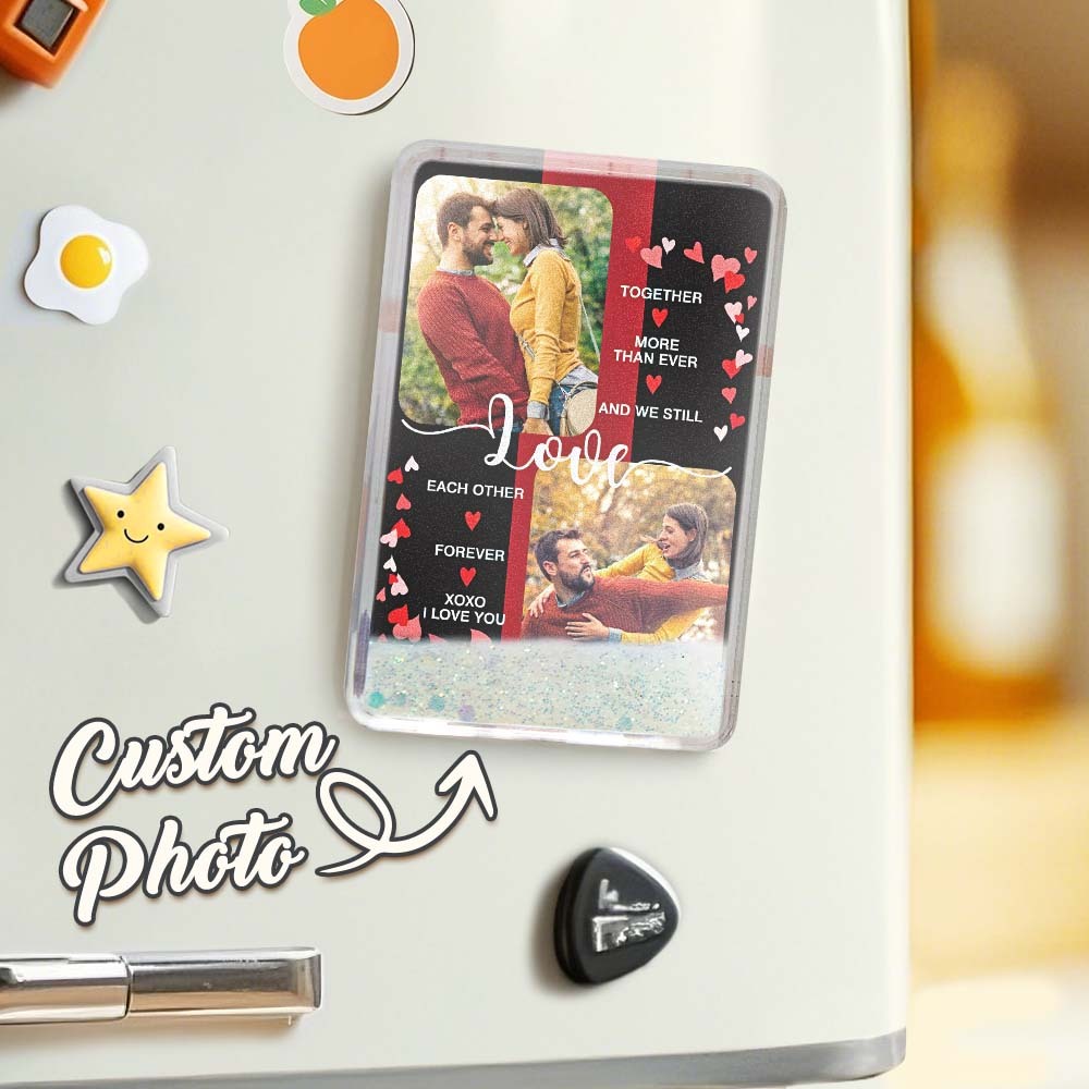 Custom Quicksand Fridge Magnet Personalized Photo Refrigerator Magnet Home Decoration Anniversary Gift for Wife