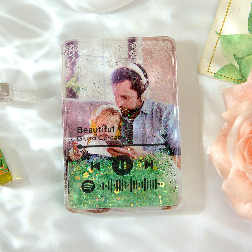 Custom Quicksand Fridge Magnet With Music Personalized Photo Refrigerator Magnet Home Decoration Gift for Couple