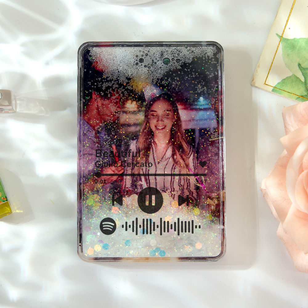 Custom Quicksand Fridge Magnet With Music Personalized Photo Refrigerator Magnet Home Decoration Gift for Couple