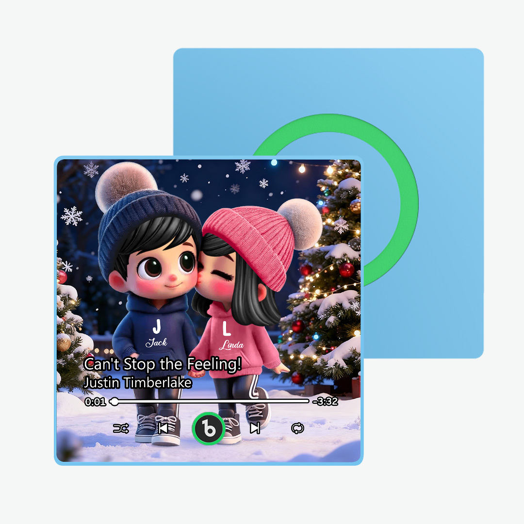 Custom Kissing Couple Christmas Gifts Music Fridge Magnet