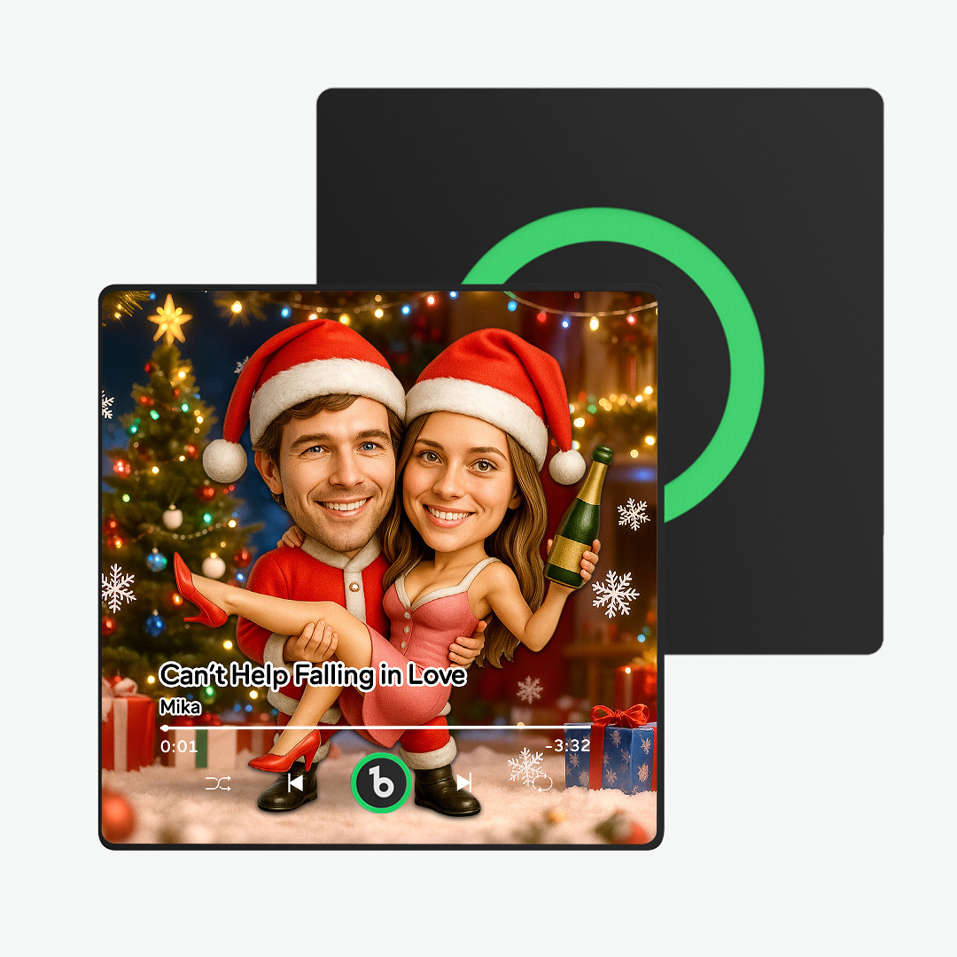 Personalized Christmas Couple Theme Cartoon Music Fridge Magnet