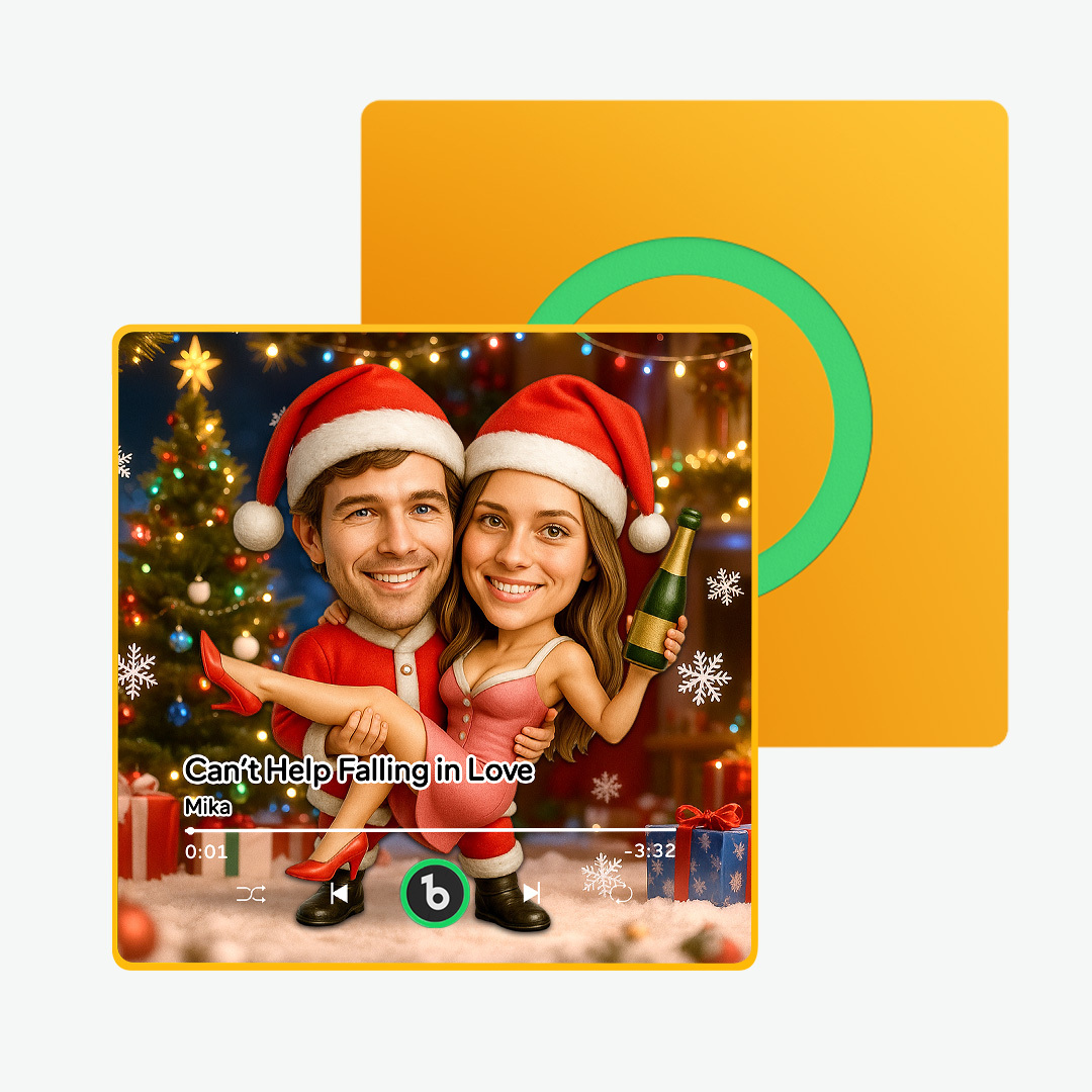 Personalized Christmas Couple Theme Cartoon Music Fridge Magnet