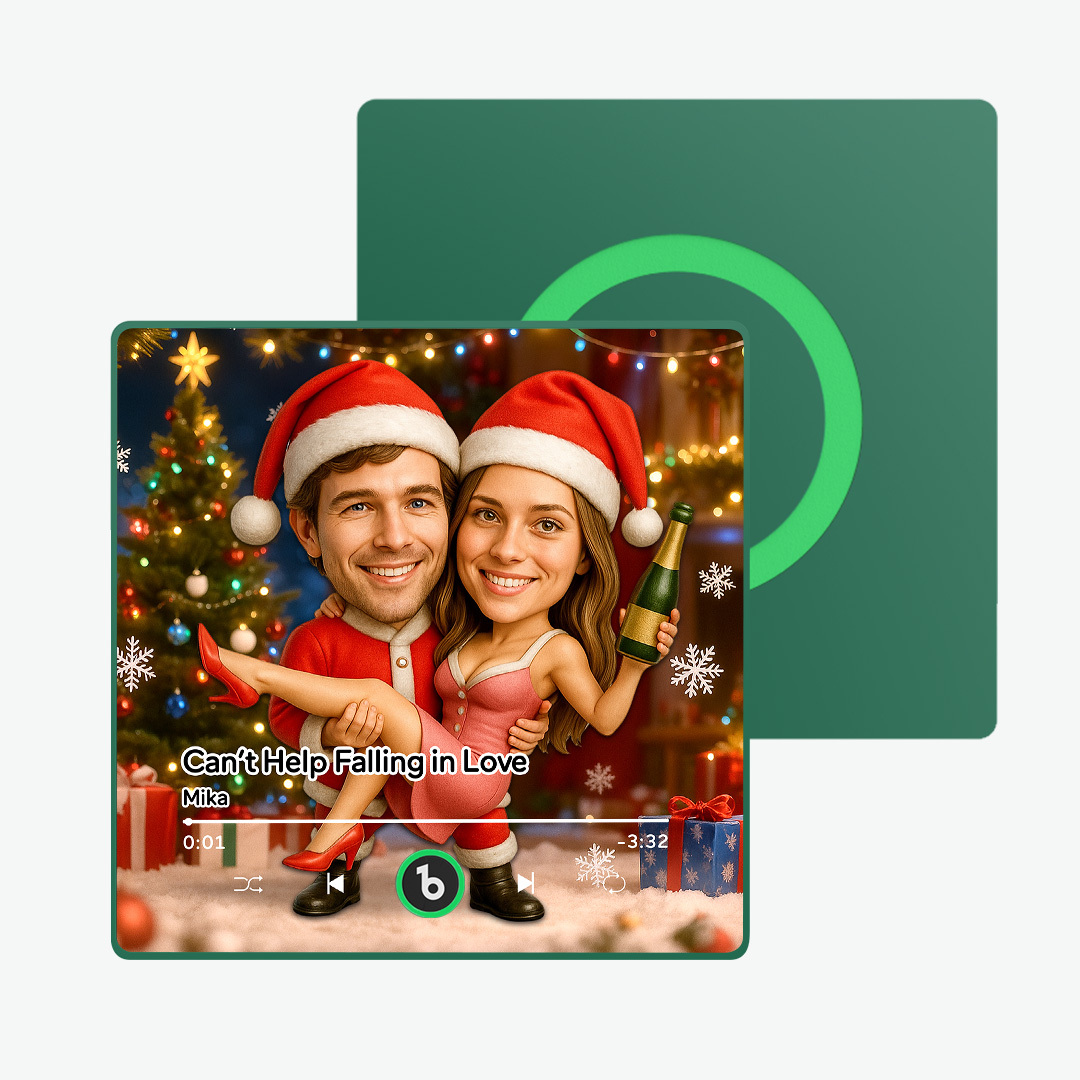 Personalized Christmas Couple Theme Cartoon Music Fridge Magnet