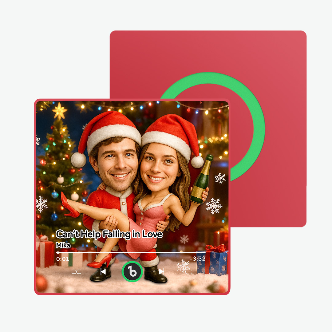 Personalized Christmas Couple Theme Cartoon Music Fridge Magnet