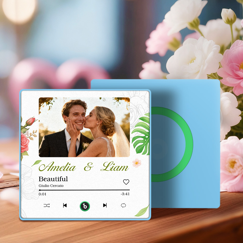 New 4.0 Upgrade Custom Music Fridge Magnet Colorful Frame Album Fridge Magnet Can Play Songs Gift for Couple Can Upload Your Music