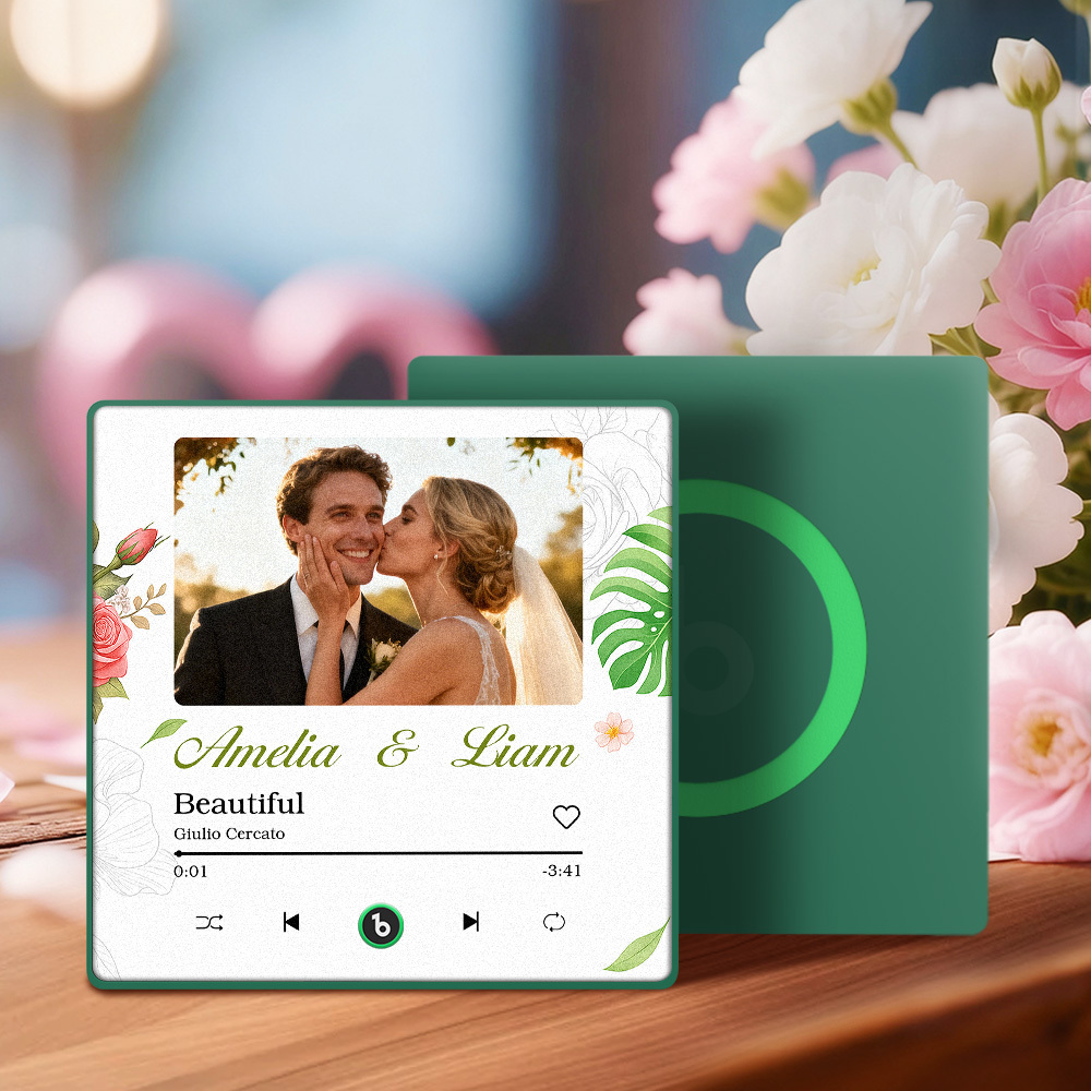 New 4.0 Upgrade Custom Music Fridge Magnet Colorful Frame Album Fridge Magnet Can Play Songs Gift for Couple Can Upload Your Music