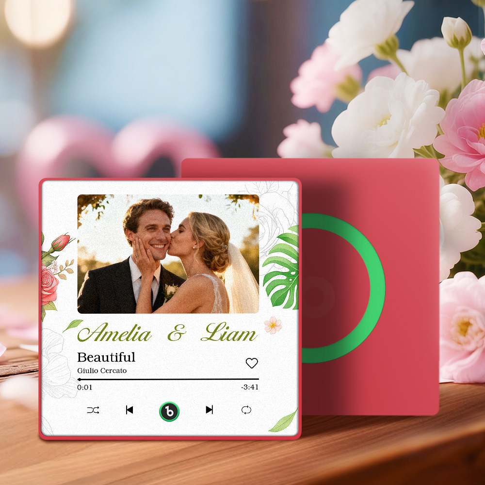 New 4.0 Upgrade Custom Music Fridge Magnet Colorful Frame Album Fridge Magnet Can Play Songs Gift for Couple Can Upload Your Music