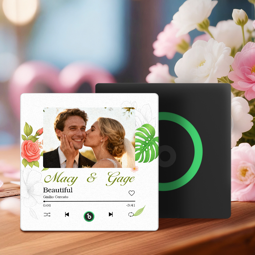 New 4.0 Upgrade Custom Music Fridge Magnet Colorful Frame Album Fridge Magnet Can Play Songs Gift for Couple Can Upload Your Music