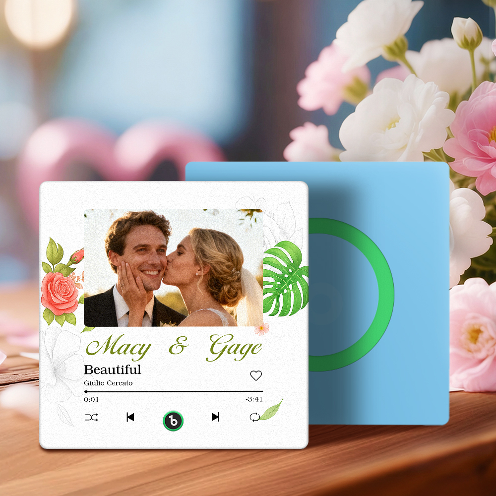 New 4.0 Upgrade Custom Music Fridge Magnet Colorful Frame Album Fridge Magnet Can Play Songs Gift for Couple Can Upload Your Music