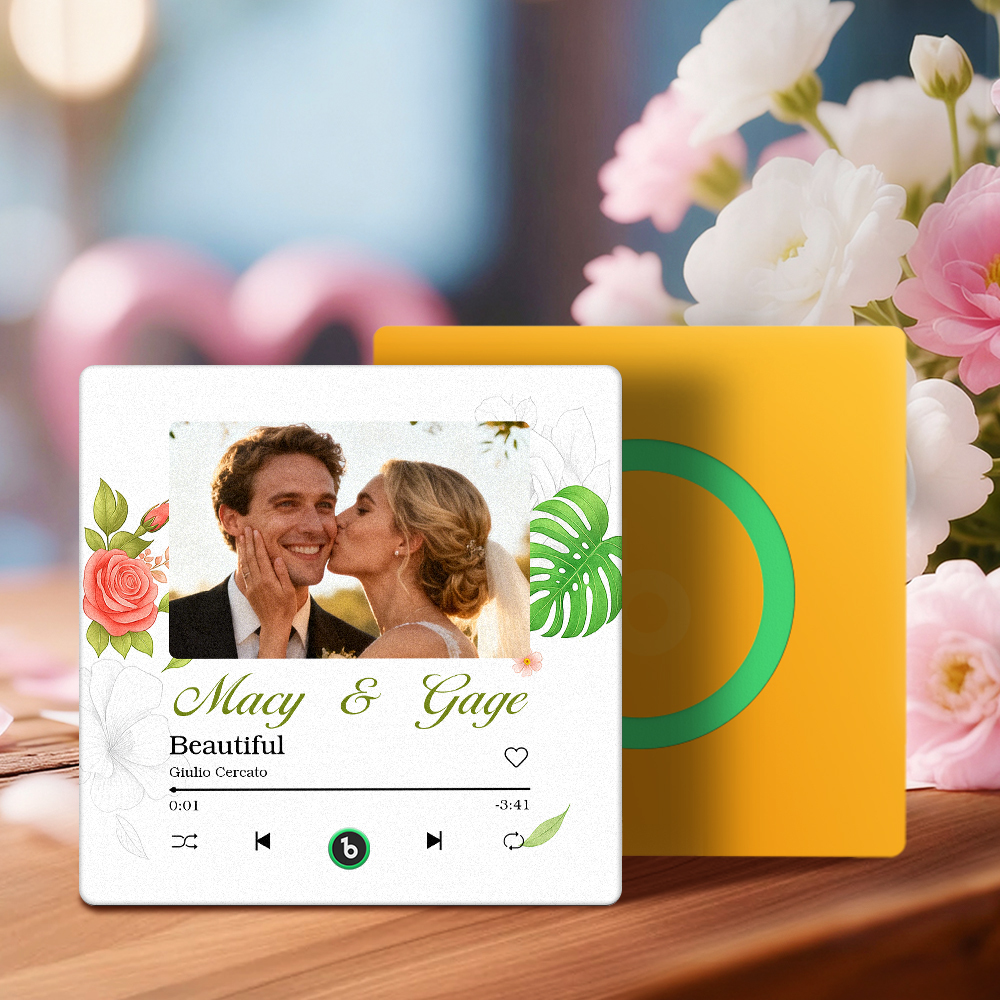 New 4.0 Upgrade Custom Music Fridge Magnet Colorful Frame Album Fridge Magnet Can Play Songs Gift for Couple Can Upload Your Music