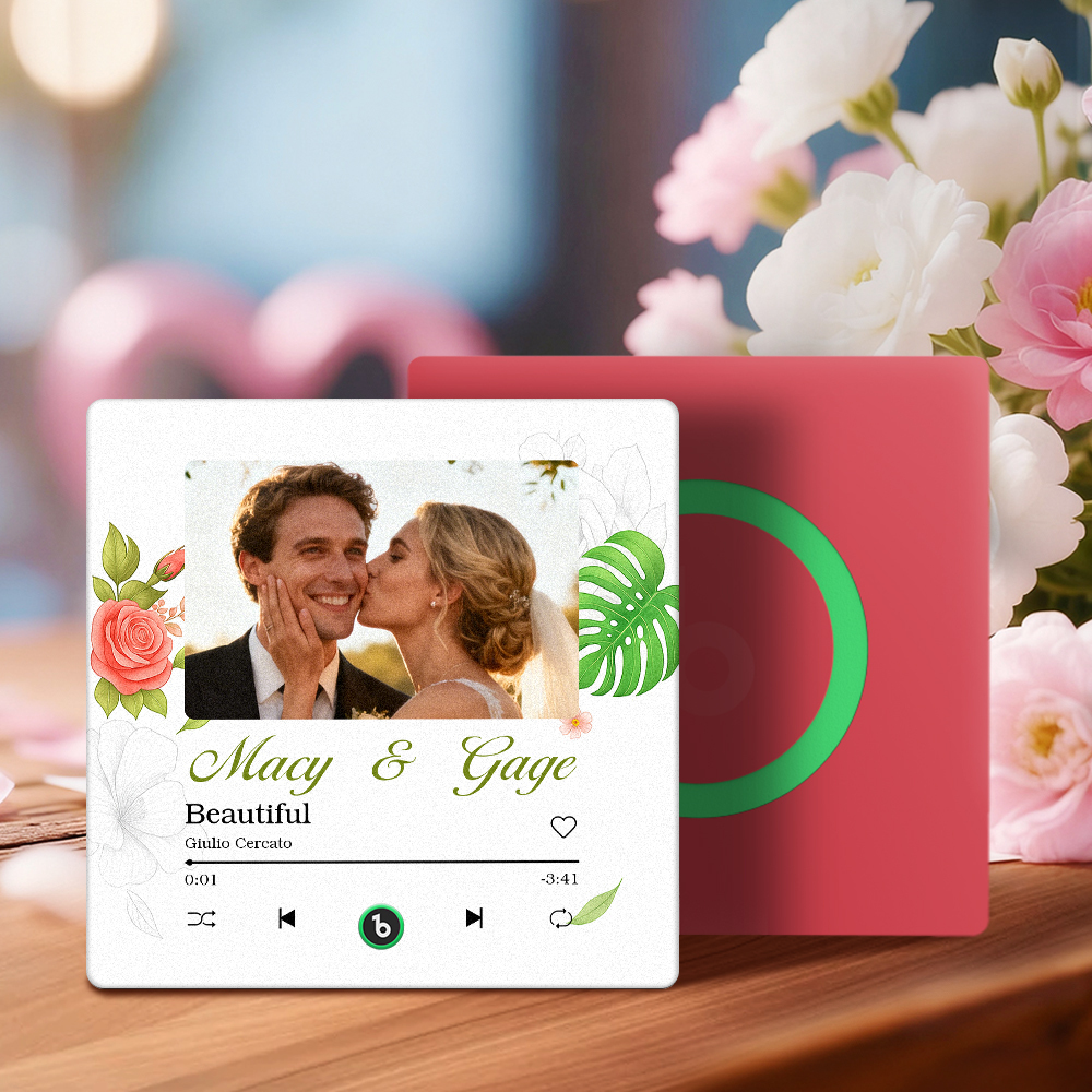 New 4.0 Upgrade Custom Music Fridge Magnet Colorful Frame Album Fridge Magnet Can Play Songs Gift for Couple Can Upload Your Music