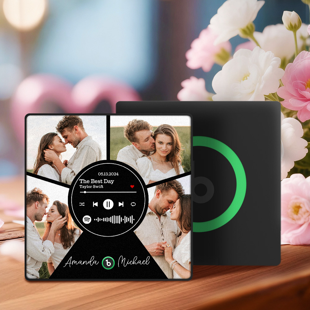 New 4.0 Upgrade Custom Music Fridge Magnet Colorful Frame Album Fridge Magnet Can Play Songs Gift for Couple Can Upload Your Music