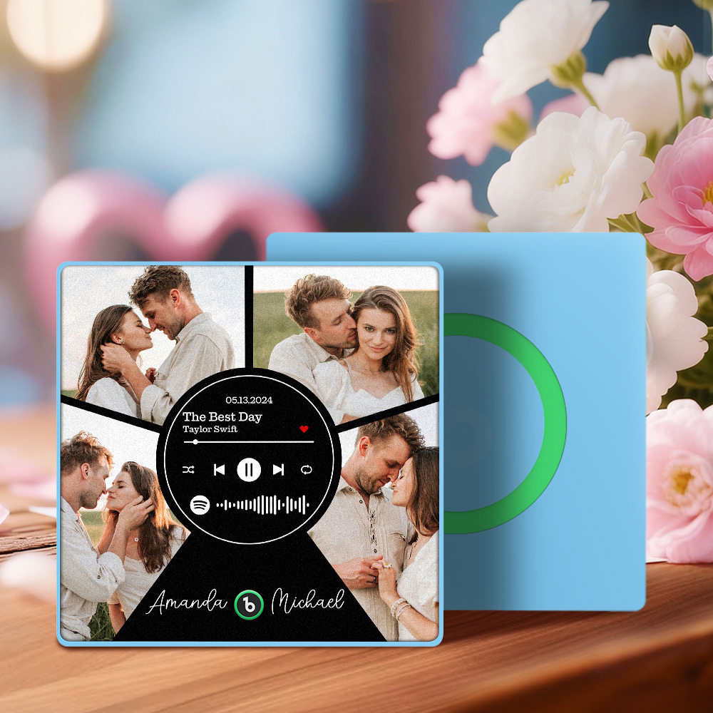 New 4.0 Upgrade Custom Music Fridge Magnet Colorful Frame Album Fridge Magnet Can Play Songs Gift for Couple Can Upload Your Music