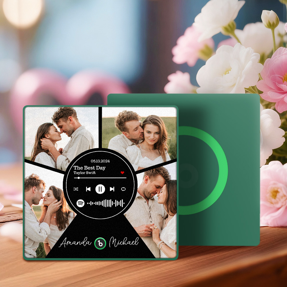 New 4.0 Upgrade Custom Music Fridge Magnet Colorful Frame Album Fridge Magnet Can Play Songs Gift for Couple Can Upload Your Music