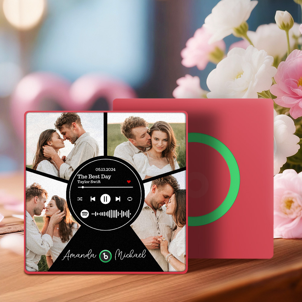 New 4.0 Upgrade Custom Music Fridge Magnet Colorful Frame Album Fridge Magnet Can Play Songs Gift for Couple Can Upload Your Music