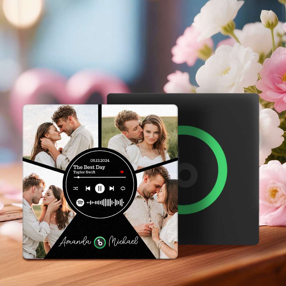 New 4.0 Upgrade Custom Music Fridge Magnet Colorful Frame Album Fridge Magnet Can Play Songs Gift for Couple Can Upload Your Music