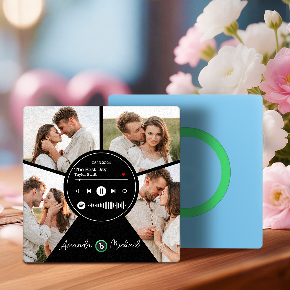 New 4.0 Upgrade Custom Music Fridge Magnet Colorful Frame Album Fridge Magnet Can Play Songs Gift for Couple Can Upload Your Music