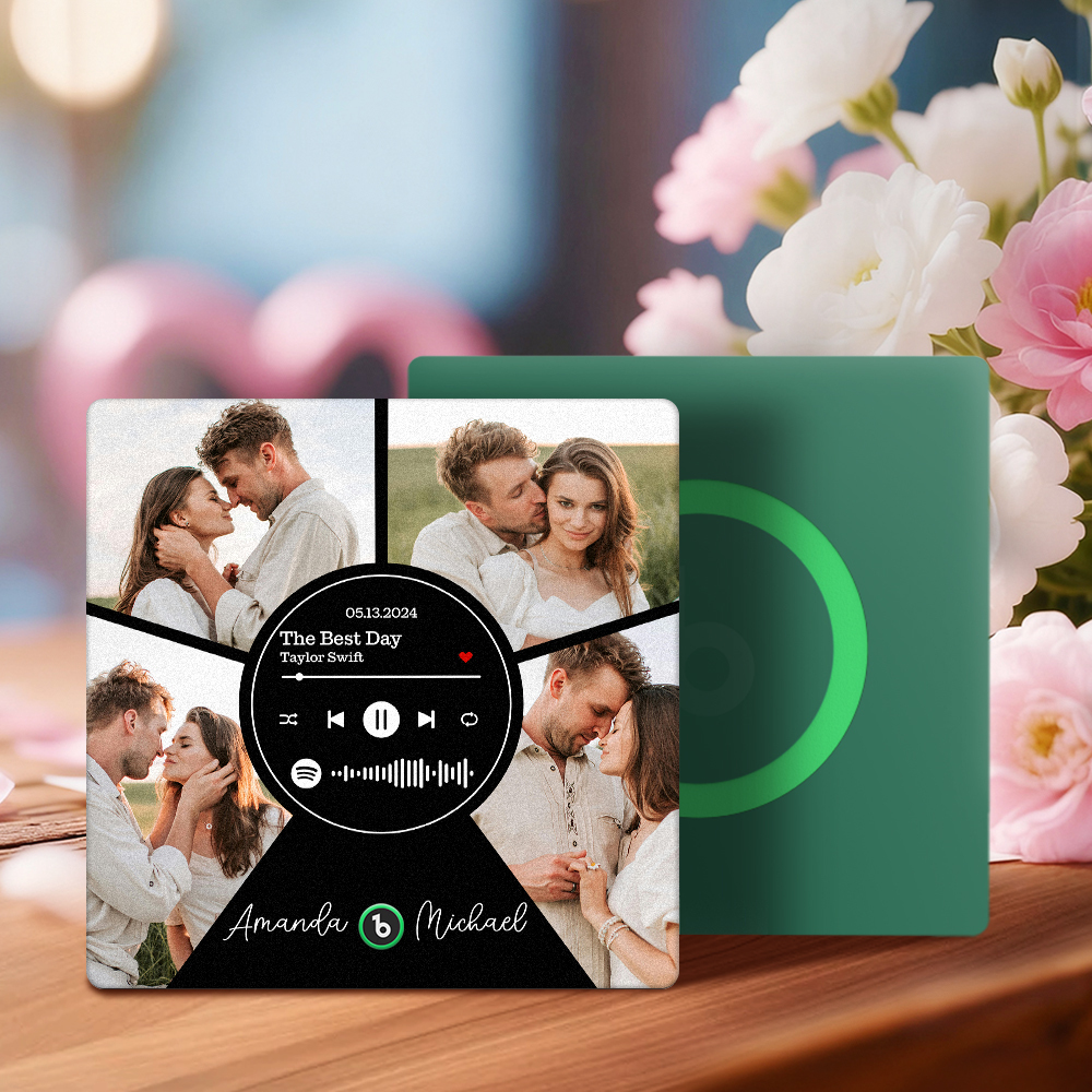 New 4.0 Upgrade Custom Music Fridge Magnet Colorful Frame Album Fridge Magnet Can Play Songs Gift for Couple Can Upload Your Music