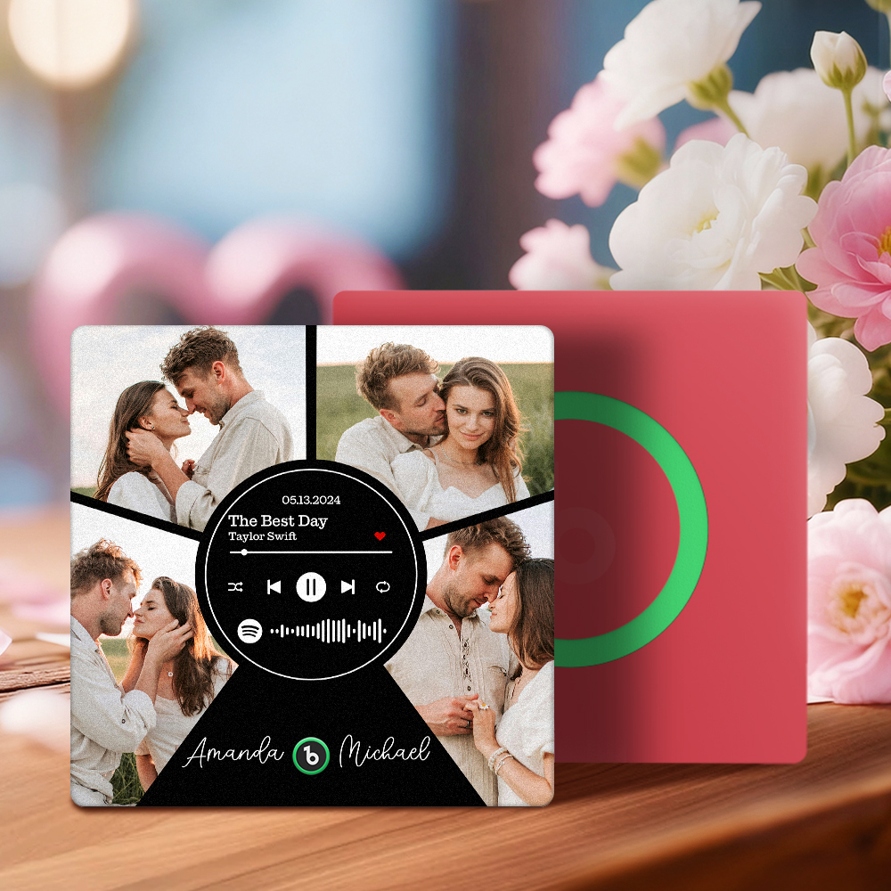 New 4.0 Upgrade Custom Music Fridge Magnet Colorful Frame Album Fridge Magnet Can Play Songs Gift for Couple Can Upload Your Music