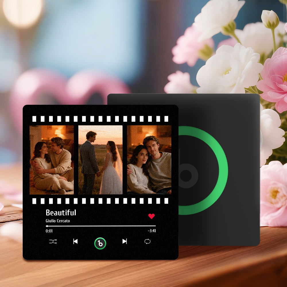 New 4.0 Upgrade Custom Music Fridge Magnet Colorful Frame Album Fridge Magnet Can Play Songs Gift for Couple Can Upload Your Music