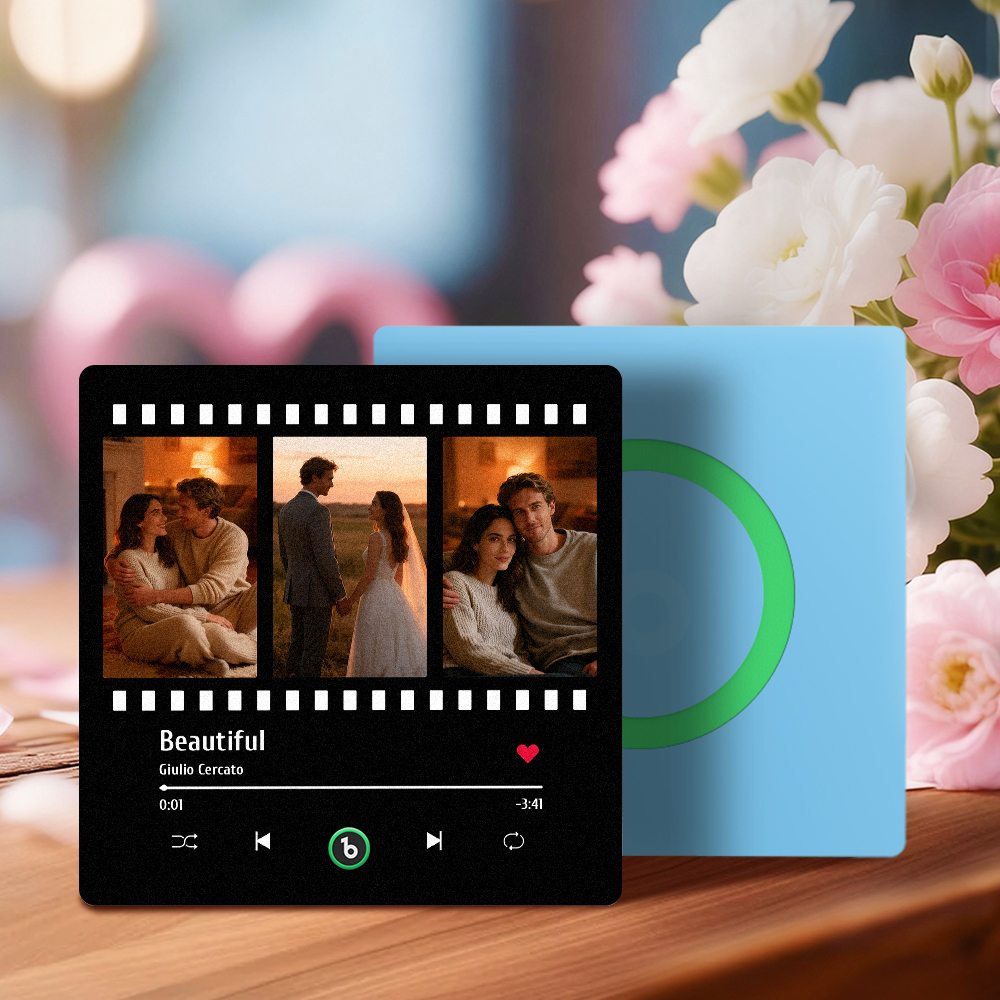 New 4.0 Upgrade Custom Music Fridge Magnet Colorful Frame Album Fridge Magnet Can Play Songs Gift for Couple Can Upload Your Music