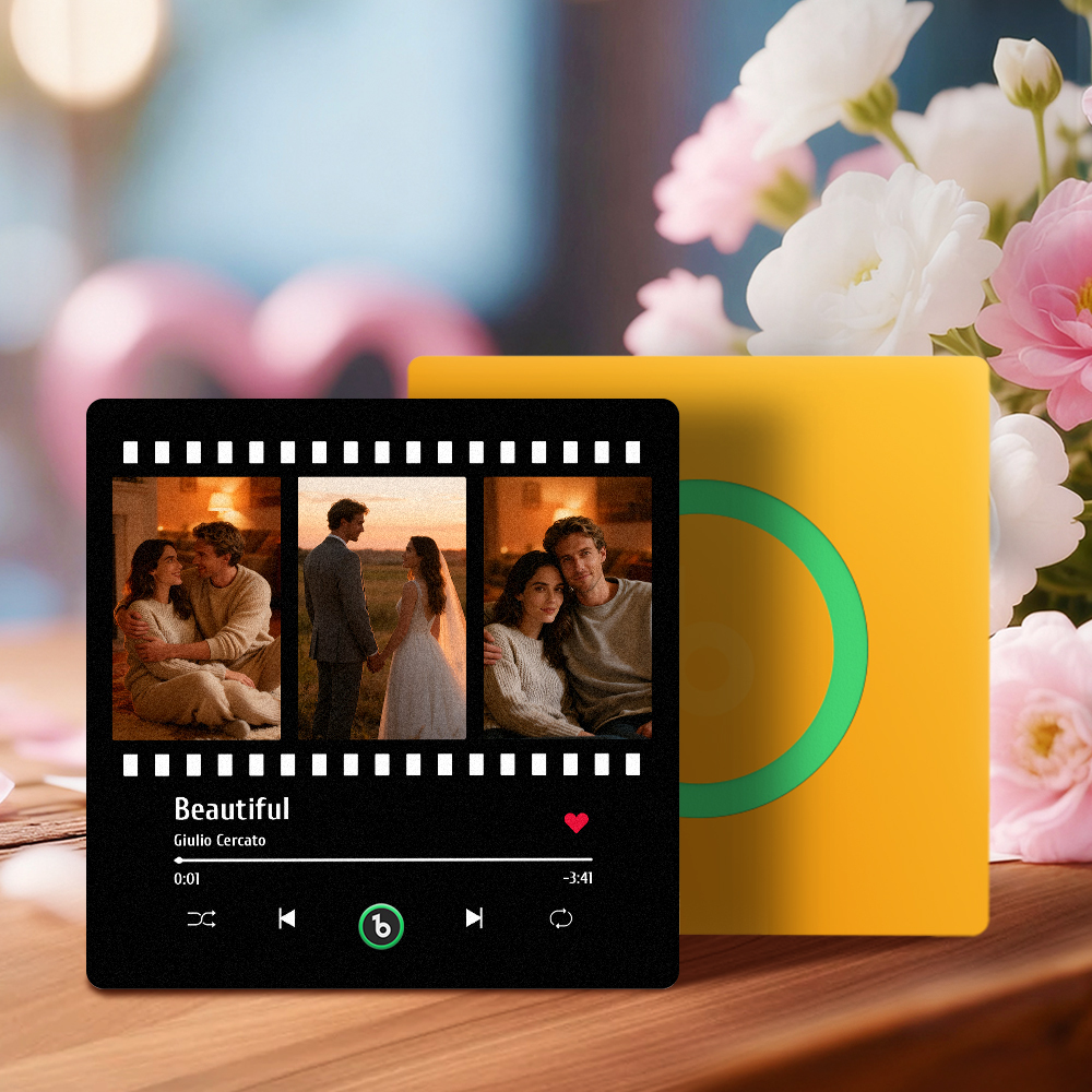 New 4.0 Upgrade Custom Music Fridge Magnet Colorful Frame Album Fridge Magnet Can Play Songs Gift for Couple Can Upload Your Music